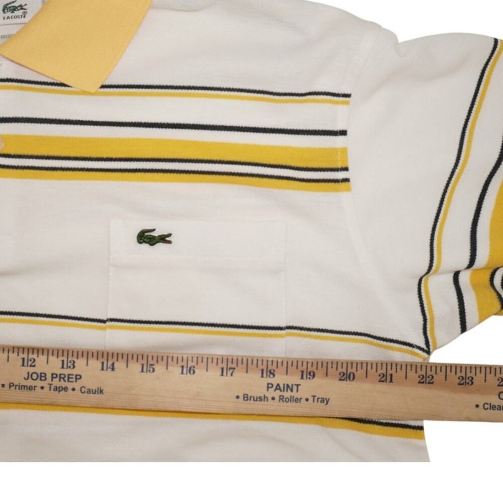 Vintage Lacoste Polo Shirt Yellow White Stripe Crocodile Logo Mens Large France - Picture 8 of 8